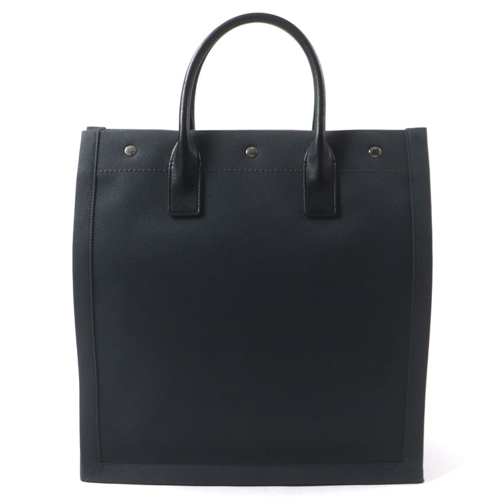 美品▼SAINT LAURENT PARIS サンローランパリ 632539 リヴゴーシュ N/S キャンバス レザー トートバッグ ダークグレー ブラック メンズ