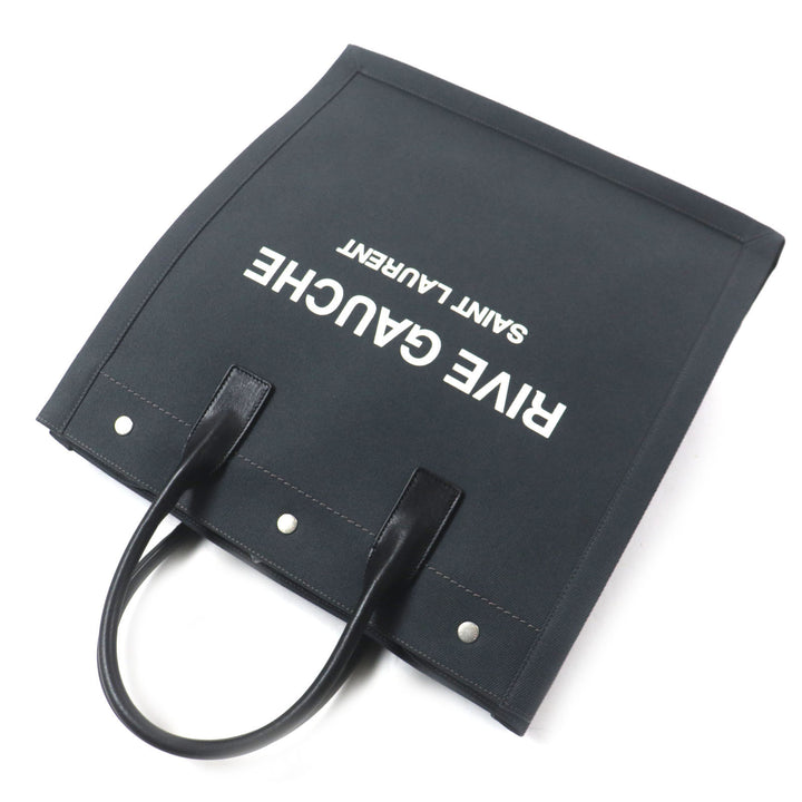 美品▼SAINT LAURENT PARIS サンローランパリ 632539 リヴゴーシュ N/S キャンバス レザー トートバッグ ダークグレー ブラック メンズ