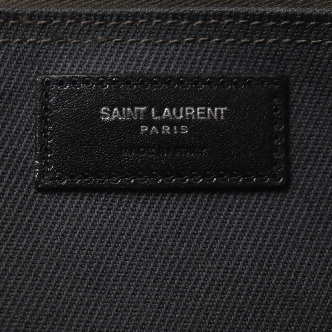 美品▼SAINT LAURENT PARIS サンローランパリ 632539 リヴゴーシュ N/S キャンバス レザー トートバッグ ダークグレー ブラック メンズ