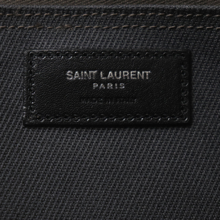 美品▼SAINT LAURENT PARIS サンローランパリ 632539 リヴゴーシュ N/S キャンバス レザー トートバッグ ダークグレー ブラック メンズ