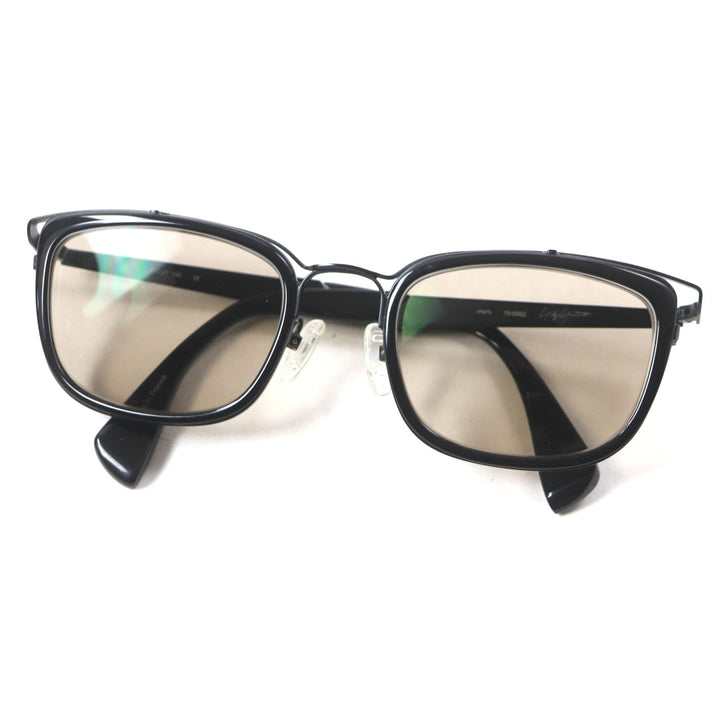 良品▼Yohji Yamamoto ヨウジヤマモト 19-0002 ウェリントン ロゴ入り アイウェア サングラス ブラック 51□21 140 フランス製 メンズ