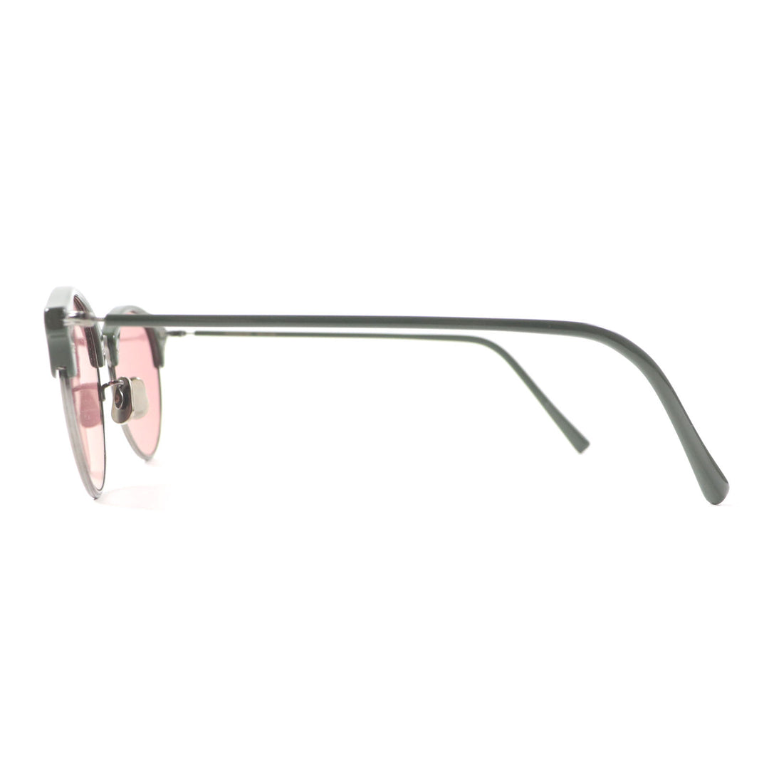 極美品▼EYEVAN アイヴァン 7285 760 ボストン アイウェア サングラス グリーン シルバー 47□22-148 ケース付き 日本製 メンズ