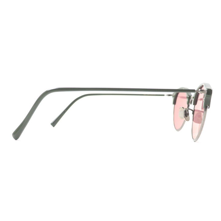 極美品▼EYEVAN アイヴァン 7285 760 ボストン アイウェア サングラス グリーン シルバー 47□22-148 ケース付き 日本製 メンズ