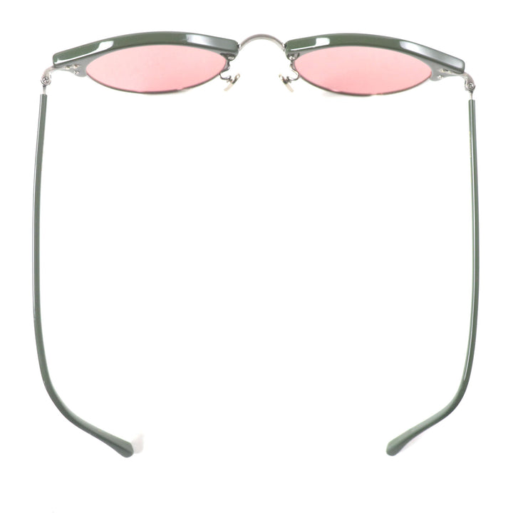 極美品▼EYEVAN アイヴァン 7285 760 ボストン アイウェア サングラス グリーン シルバー 47□22-148 ケース付き 日本製 メンズ