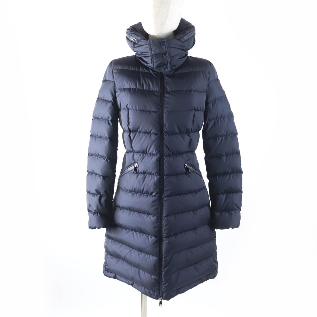 極美品★MONCLER モンクレール FLAMMETTE フード・ロゴワッペン付 ZIP UP ダウンコート ダウンジャケット ネイビー 00 正規品 レディース