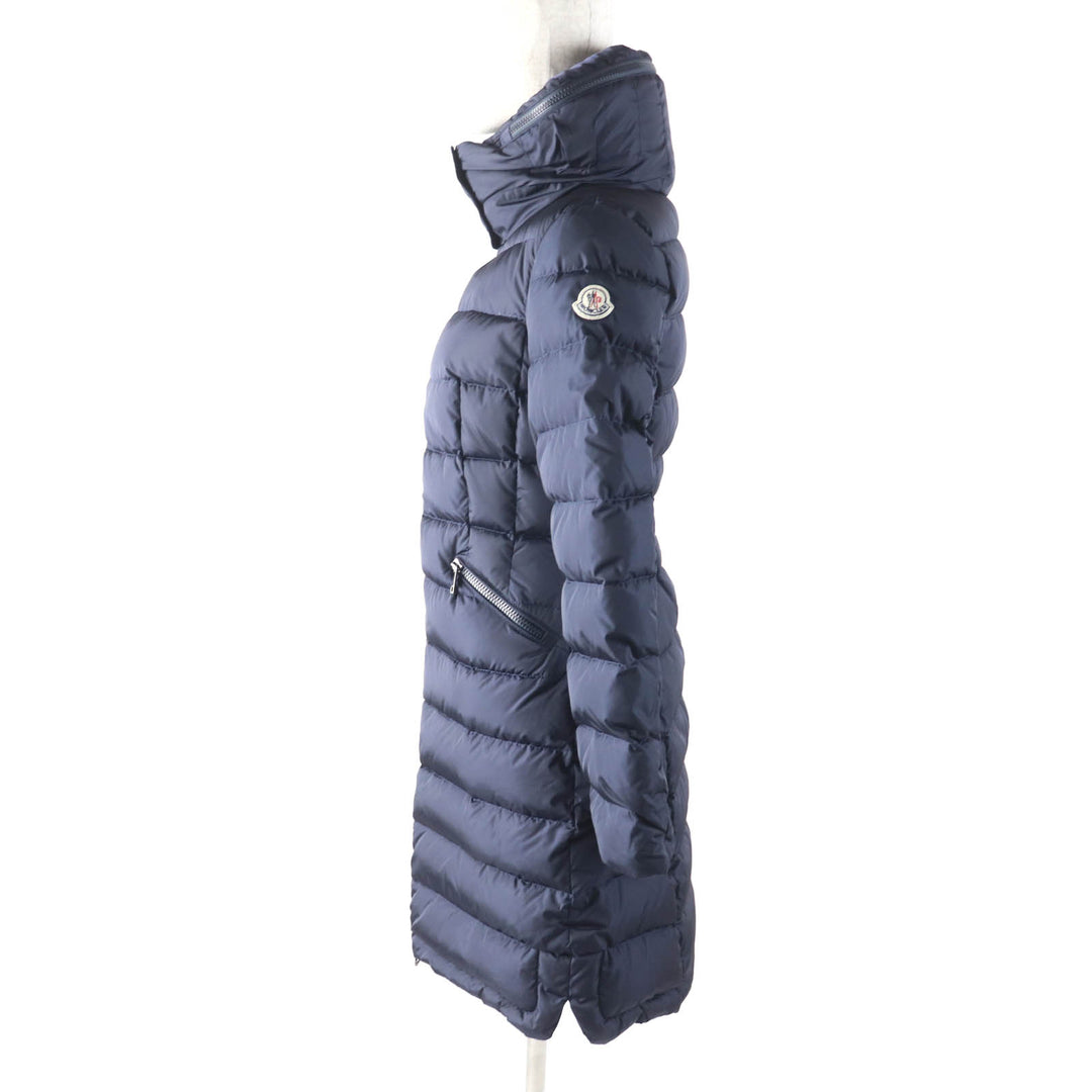 極美品★MONCLER モンクレール FLAMMETTE フード・ロゴワッペン付 ZIP UP ダウンコート ダウンジャケット ネイビー 00 正規品 レディース