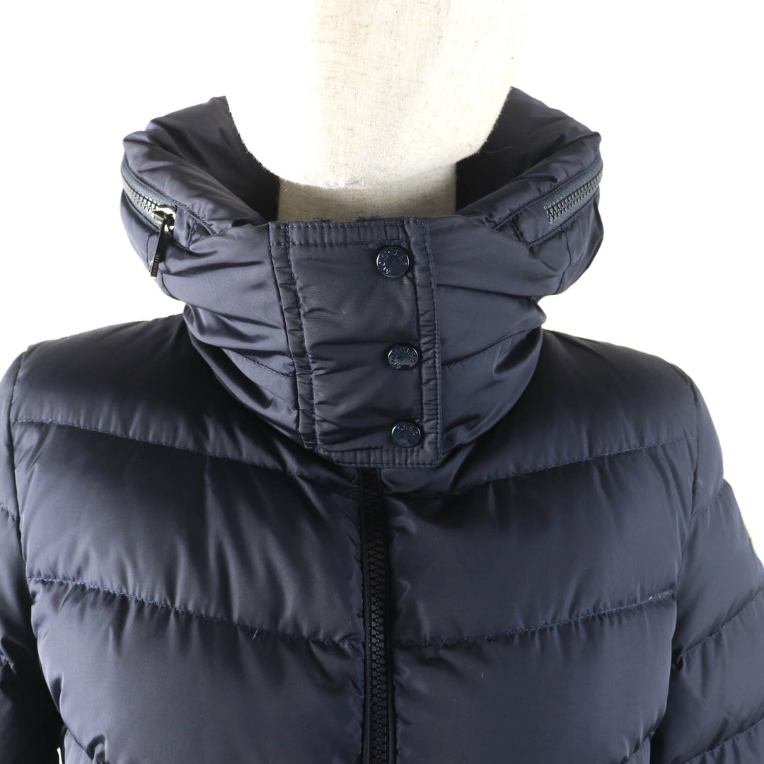 極美品★MONCLER モンクレール FLAMMETTE フード・ロゴワッペン付 ZIP UP ダウンコート ダウンジャケット ネイビー 00 正規品 レディース