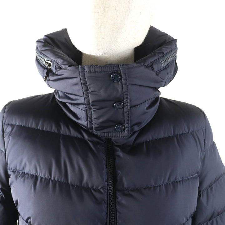 極美品★MONCLER モンクレール FLAMMETTE フード・ロゴワッペン付 ZIP UP ダウンコート ダウンジャケット ネイビー 00 正規品 レディース