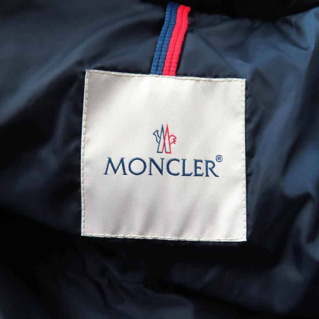 極美品★MONCLER モンクレール FLAMMETTE フード・ロゴワッペン付 ZIP UP ダウンコート ダウンジャケット ネイビー 00 正規品 レディース