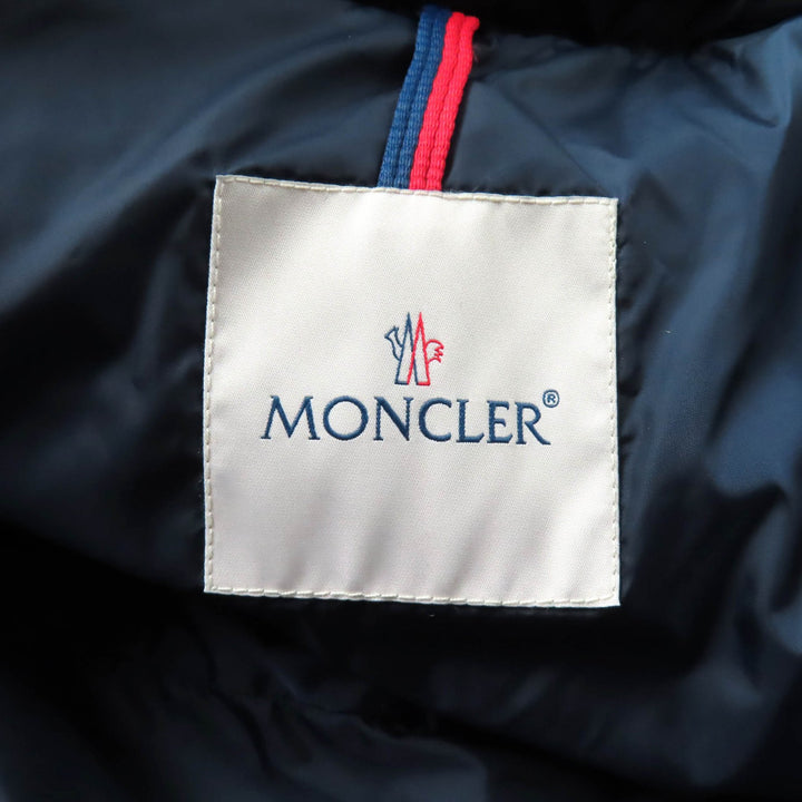極美品★MONCLER モンクレール FLAMMETTE フード・ロゴワッペン付 ZIP UP ダウンコート ダウンジャケット ネイビー 00 正規品 レディース