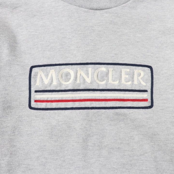 美品★MONCLER モンクレール コットン100% ロゴ刺繍入り クルーネック 長袖 トレーナー スウェット トップス グレー L メンズ