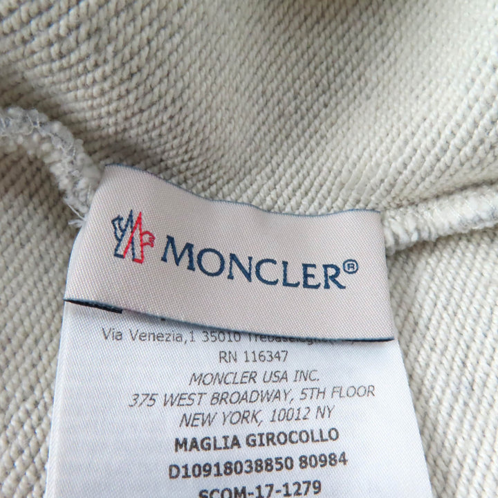 美品★MONCLER モンクレール コットン100% ロゴ刺繍入り クルーネック 長袖 トレーナー スウェット トップス グレー L メンズ