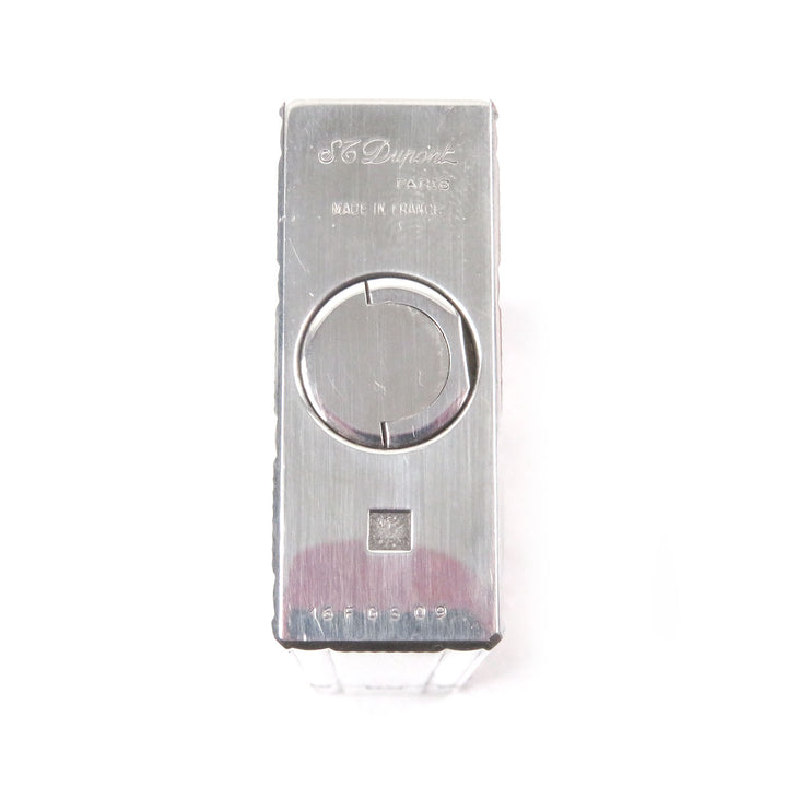極美品□Dupont デュポン ライン1 ショート ストライプ柄 スクエア ローラー式 喫煙具 ガスライター シルバー フランス製 着火確認済み