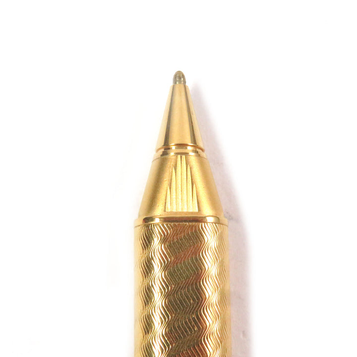 極美品□Cartier カルティエ ヴィンテージ トリニティ ドゥーブルC ウェーブ柄 キャップ式 ボールペン ゴールド ケース付き フランス製