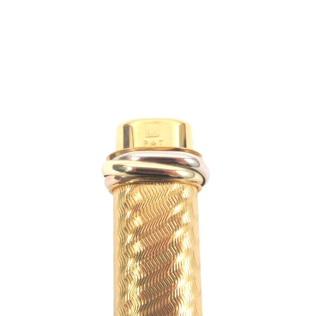 極美品□Cartier カルティエ ヴィンテージ トリニティ ドゥーブルC ウェーブ柄 キャップ式 ボールペン ゴールド ケース付き フランス製