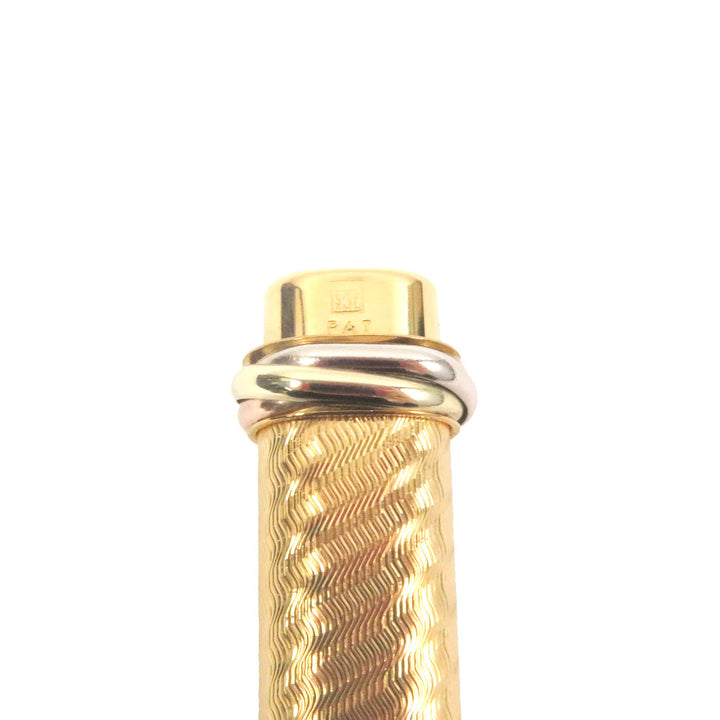 極美品□Cartier カルティエ ヴィンテージ トリニティ ドゥーブルC ウェーブ柄 キャップ式 ボールペン ゴールド ケース付き フランス製