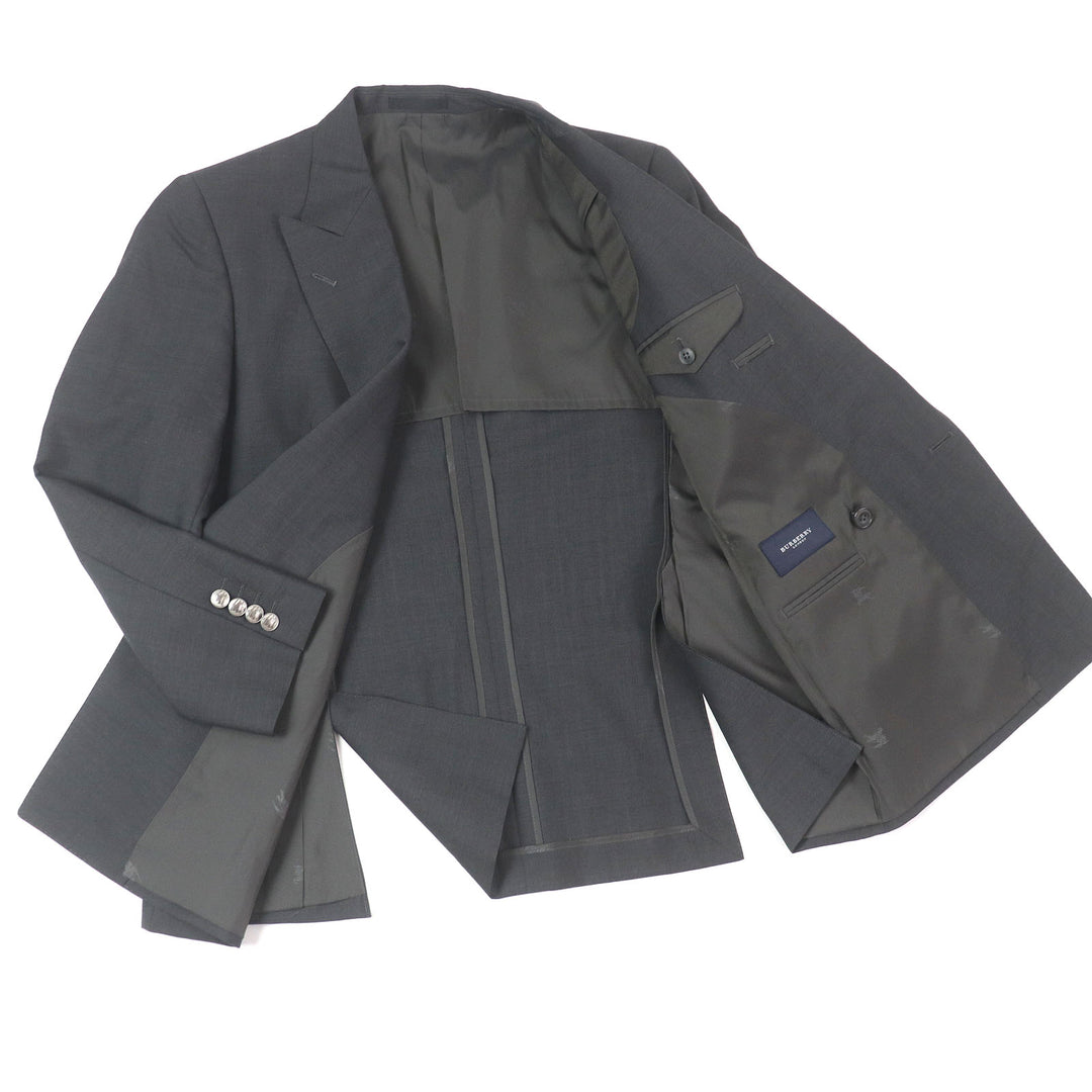 良品□BURBERRY LONDON バーバリーロンドン モヘア混 エンブレムメタルボタン ダブルジャケット グレー 88-76-160/A3 日本製 正規品