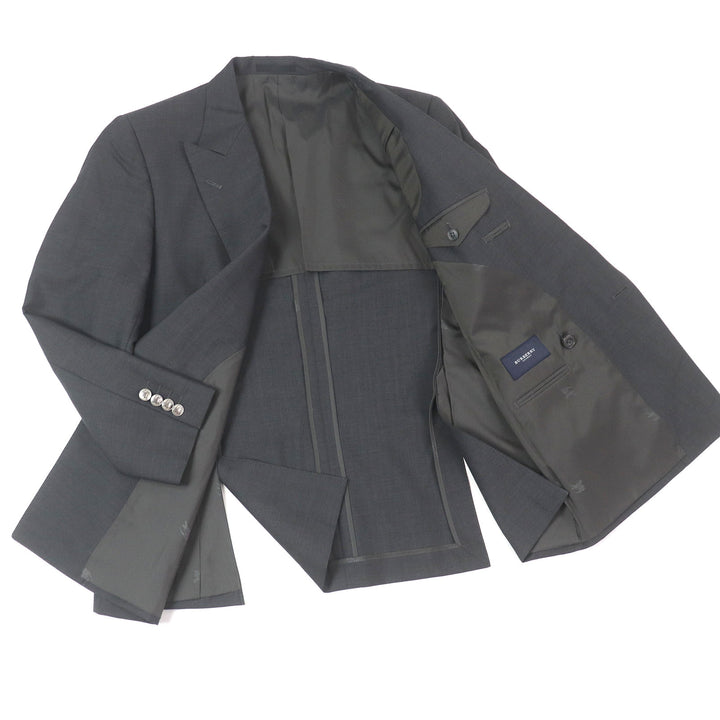 良品□BURBERRY LONDON バーバリーロンドン モヘア混 エンブレムメタルボタン ダブルジャケット グレー 88-76-160/A3 日本製 正規品