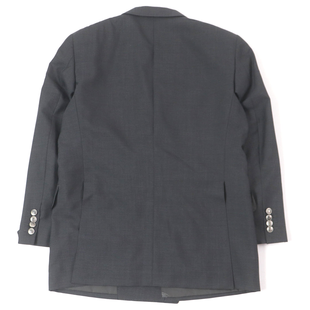 良品□BURBERRY LONDON バーバリーロンドン モヘア混 エンブレムメタルボタン ダブルジャケット グレー 88-76-160/A3 日本製 正規品