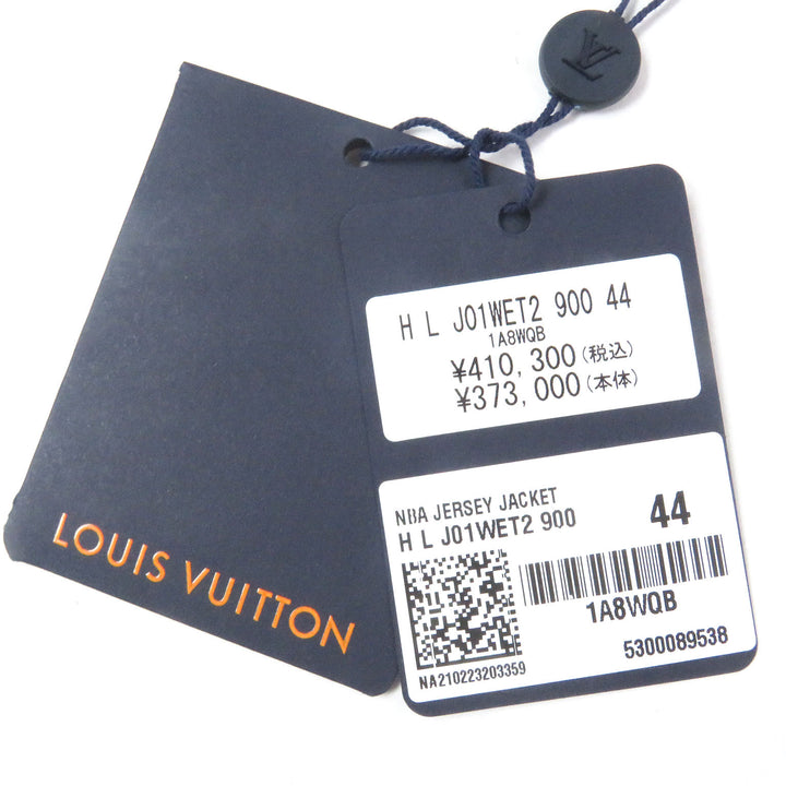 極美品□LOUIS VUITTON×NBA ルイヴィトン×NBA 21AW レザーパッチ シングル ジャージージャケット 黒 44 イタリア製 正規品 定価410300円