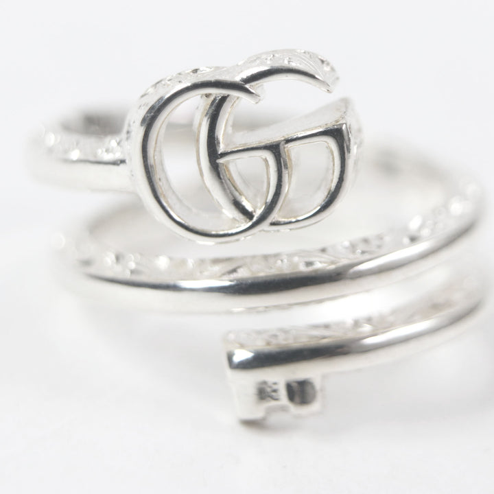 極美品□GUCCI グッチ 770719 ダブルG キーモチーフ アクセサリー リング・指輪 AG925 シルバー 18 イタリア製 重量8.36g メンズ