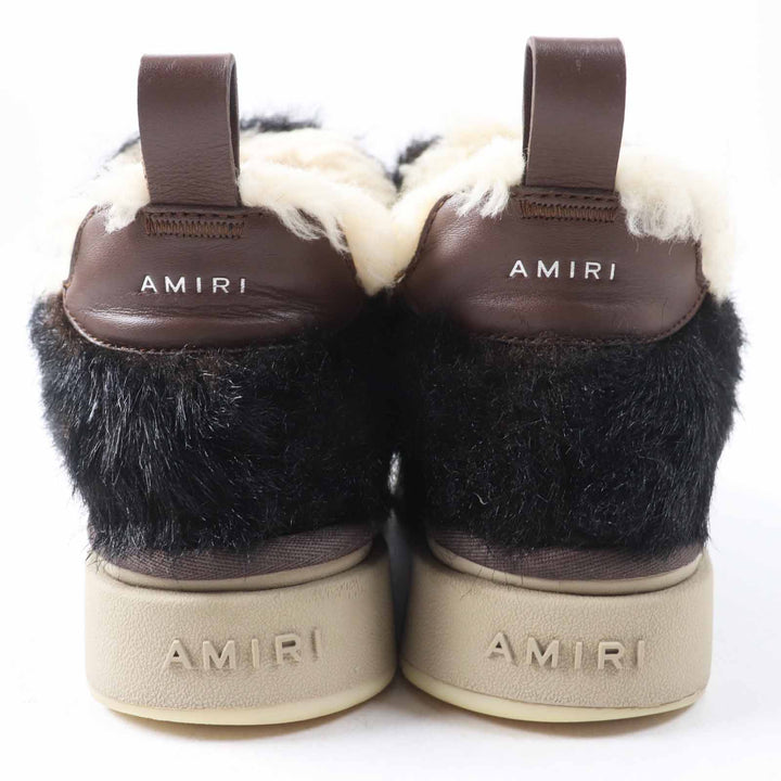 美品◎AMIRI アミリ 2023年製 MALIBU BOOT ロゴ付き Fファー 内側ボア ローカットブーツ ブラウン 24 箱・保存袋付き 正規品 レディース