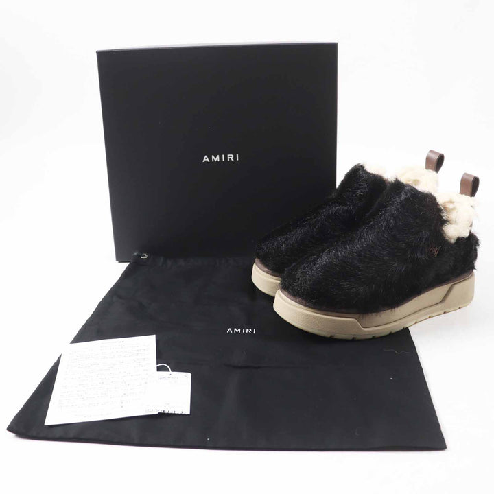 美品◎AMIRI アミリ 2023年製 MALIBU BOOT ロゴ付き Fファー 内側ボア ローカットブーツ ブラウン 24 箱・保存袋付き 正規品 レディース
