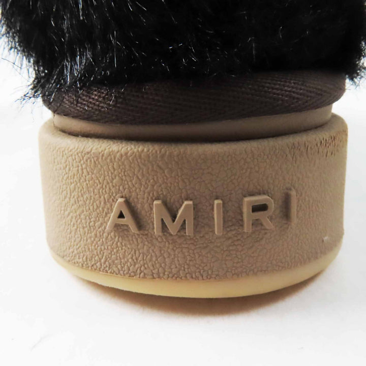 美品◎AMIRI アミリ 2023年製 MALIBU BOOT ロゴ付き Fファー 内側ボア ローカットブーツ ブラウン 24 箱・保存袋付き 正規品 レディース