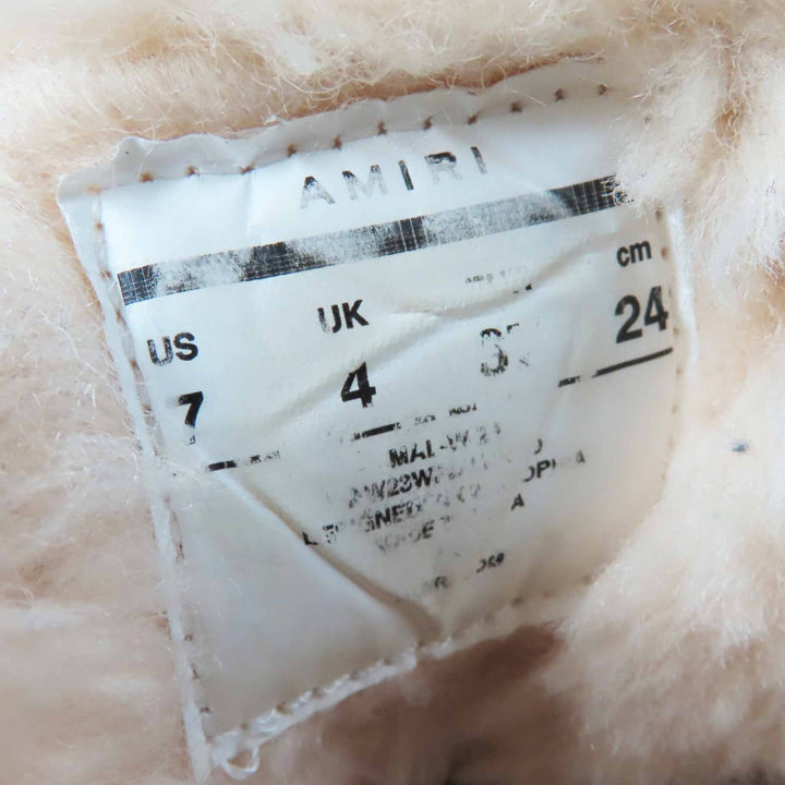 美品◎AMIRI アミリ 2023年製 MALIBU BOOT ロゴ付き Fファー 内側ボア ローカットブーツ ブラウン 24 箱・保存袋付き 正規品 レディース