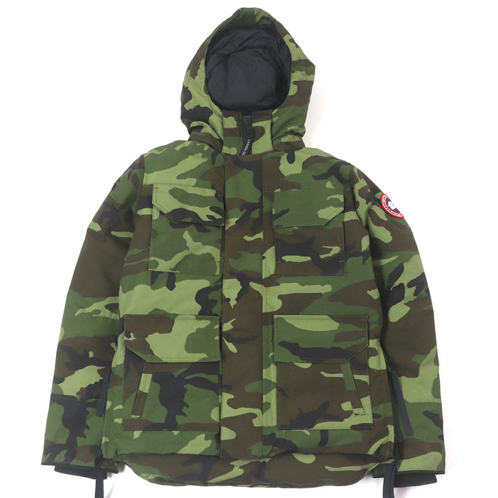 美品□CANADA GOOSE カナダグース 4550M MAITLAND PARKA カモフラ ロゴワッペン ダウンジャケット グリーン S カナダ製 正規品 メンズ