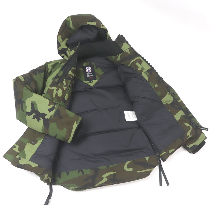 美品□CANADA GOOSE カナダグース 4550M MAITLAND PARKA カモフラ ロゴワッペン ダウンジャケット グリーン S カナダ製 正規品 メンズ