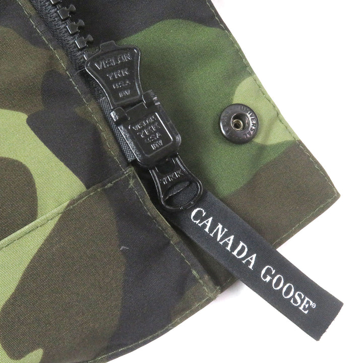美品□CANADA GOOSE カナダグース 4550M MAITLAND PARKA カモフラ ロゴワッペン ダウンジャケット グリーン S カナダ製 正規品 メンズ