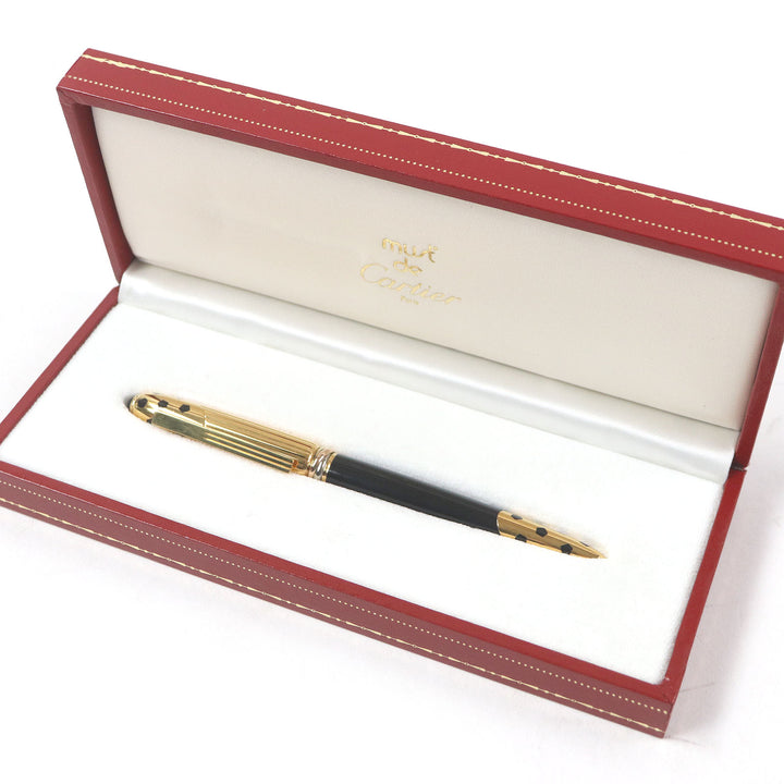 美品□Cartier カルティエ パンテール・ドゥ・カルティエ トリニティ ツイスト式 ボールペン ゴールド ブラック ケース付き フランス製