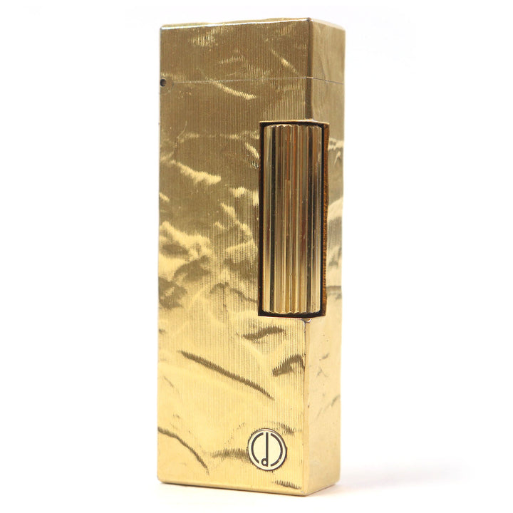 美品□Dunhill ダンヒル ロゴ入り 総柄 スクエア型 ローラー式 喫煙具 ガスライター ゴールド スイス製 メンズ オススメ◎ 着火確認済み