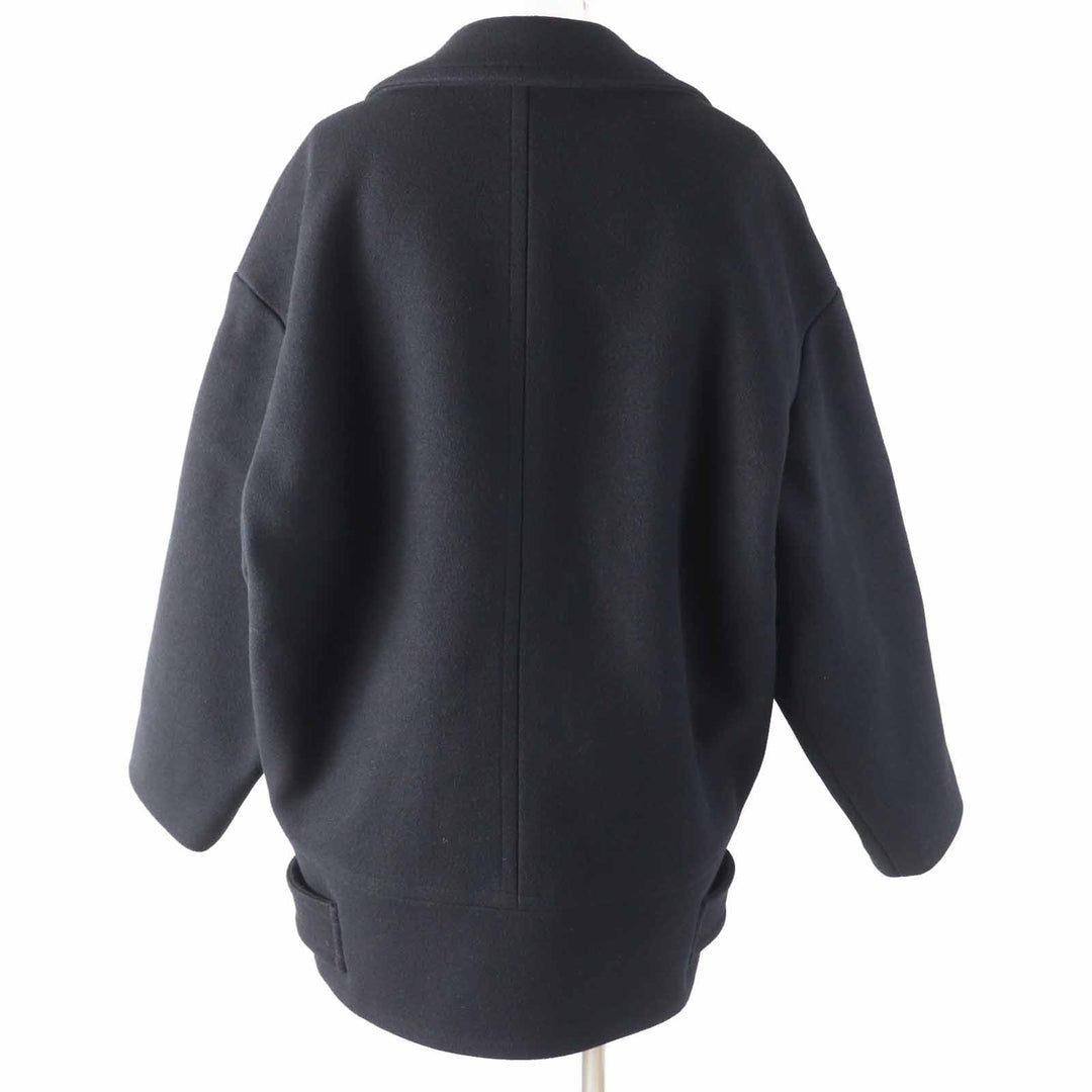 未使用品◎CELINE セリーヌ 2M06A814E ウール トリオンフ金ボタン エッグシェイプ ピーコート ブラック 36 イタリア製 正規品 レディース
