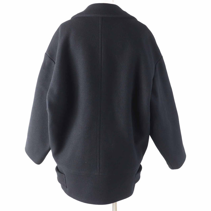未使用品◎CELINE セリーヌ 2M06A814E ウール トリオンフ金ボタン エッグシェイプ ピーコート ブラック 36 イタリア製 正規品 レディース