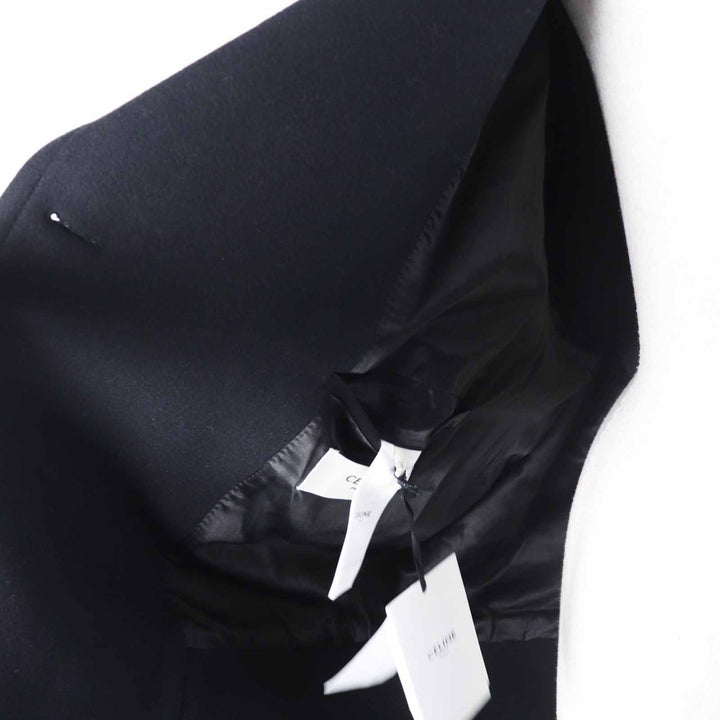 未使用品◎CELINE セリーヌ 2M06A814E ウール トリオンフ金ボタン エッグシェイプ ピーコート ブラック 36 イタリア製 正規品 レディース