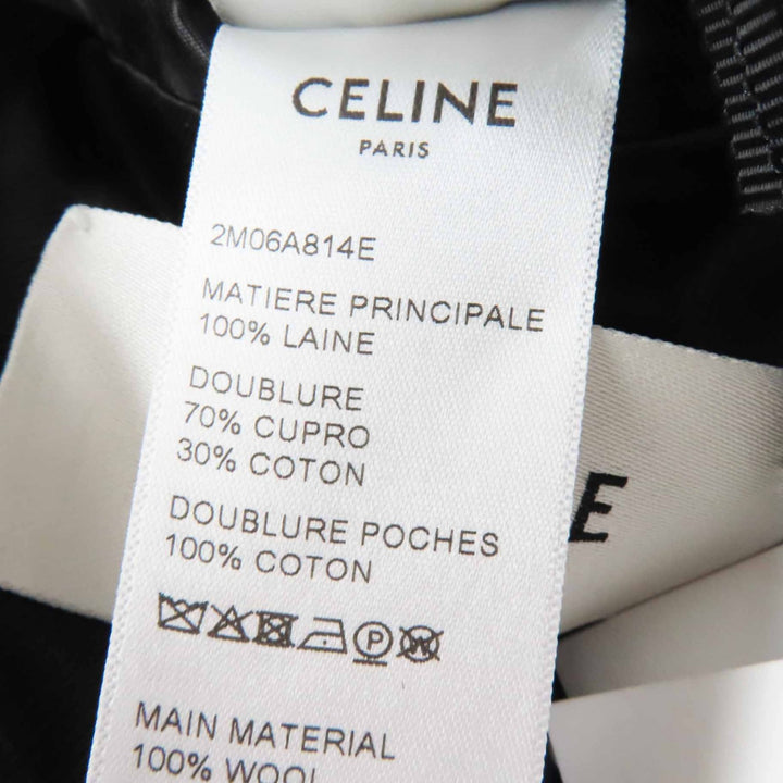未使用品◎CELINE セリーヌ 2M06A814E ウール トリオンフ金ボタン エッグシェイプ ピーコート ブラック 36 イタリア製 正規品 レディース