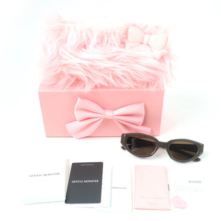 極美品☆GENTLE MONSTER ジェントルモンスター Jennie-Fish Tail BR3 ジェニーコラボ フィッシュテール サングラス ブラウン 53□22148
