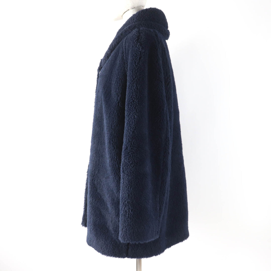 極美品☆Max Mara マックスマーラ 108608036 20AW アルパカ シルク混 白タグ テディベア コート ダークネイビー 40 正規品 レディース