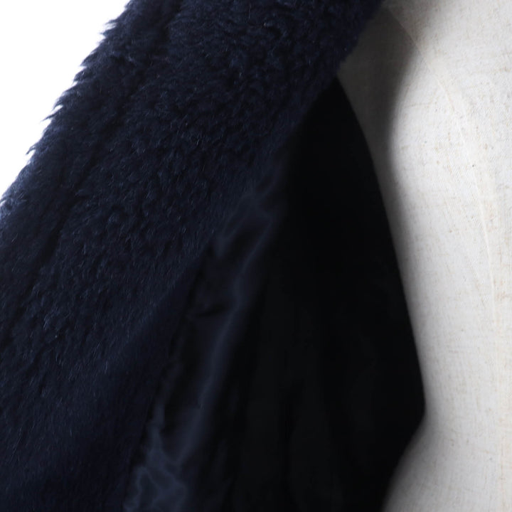 極美品☆Max Mara マックスマーラ 108608036 20AW アルパカ シルク混 白タグ テディベア コート ダークネイビー 40 正規品 レディース