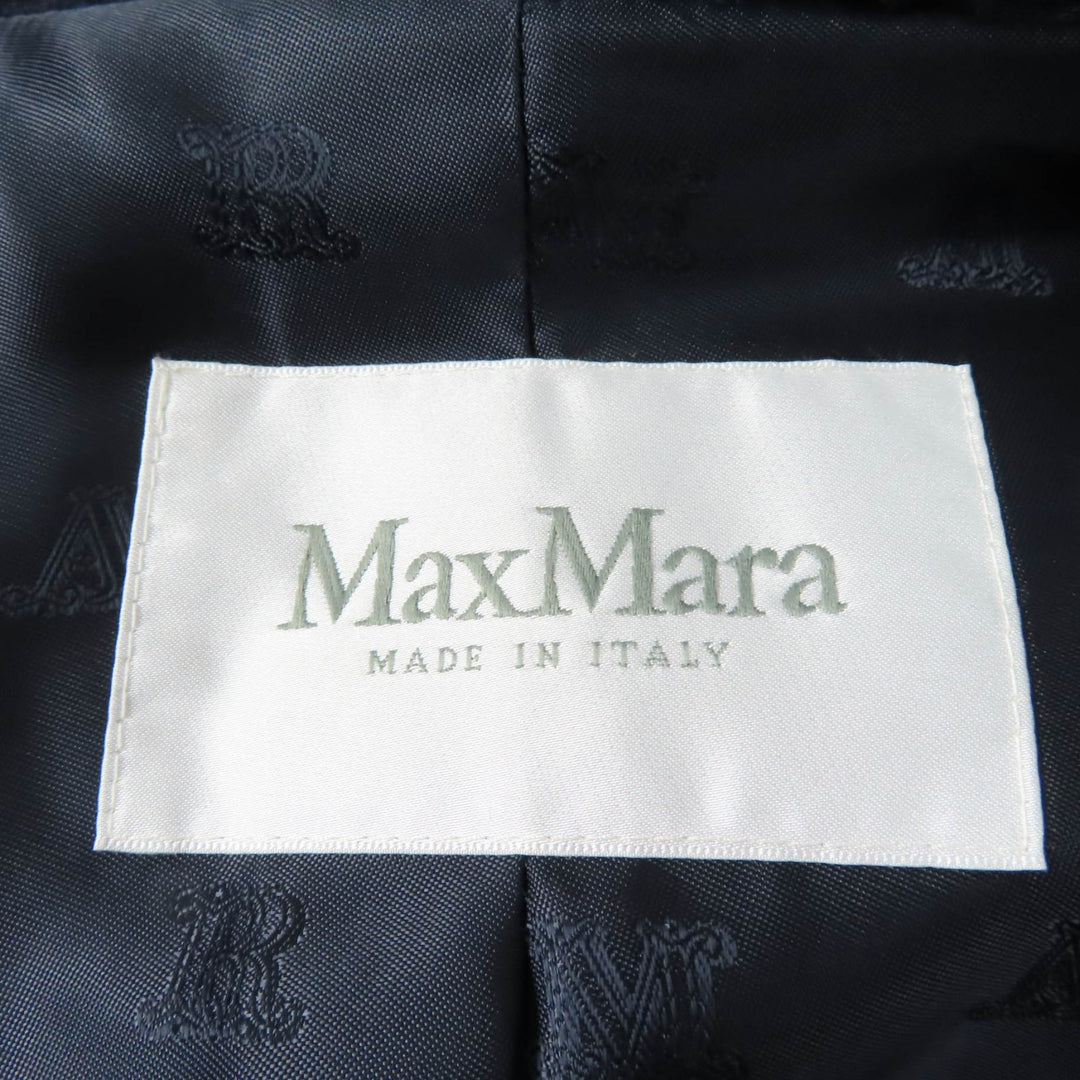 極美品☆Max Mara マックスマーラ 108608036 20AW アルパカ シルク混 白タグ テディベア コート ダークネイビー 40 正規品 レディース