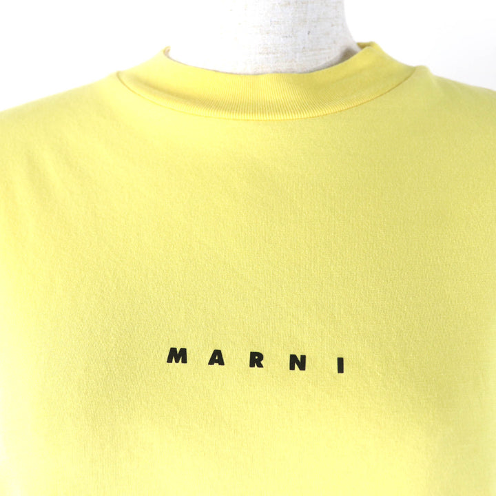 極美品☆MARNI マルニ 23SS THJE0263P1 コットン100％ ロゴプリント 半袖Ｔシャツ トップス イエロー 36 正規品 レディース