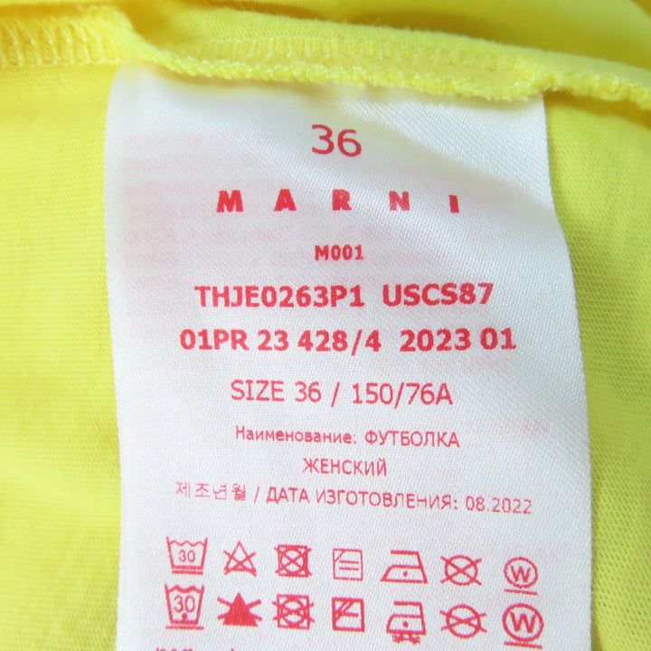 極美品☆MARNI マルニ 23SS THJE0263P1 コットン100％ ロゴプリント 半袖Ｔシャツ トップス イエロー 36 正規品 レディース
