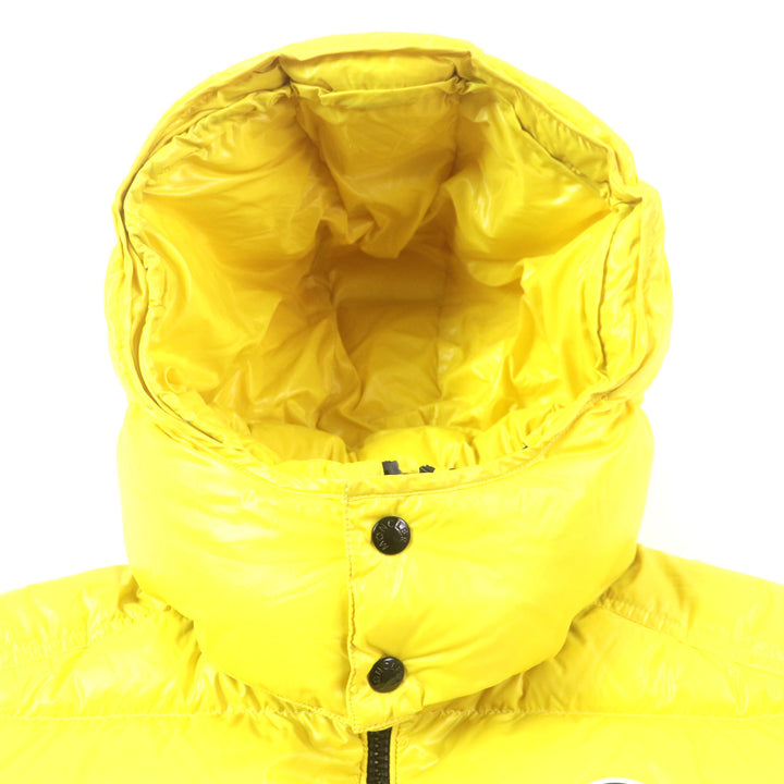 美品▼MONCLER モンクレール 21-22AW ASPIN アスピン フード・ワッペン付き ダブルジップ ダウンジャケット イエロー 2 正規品 メンズ