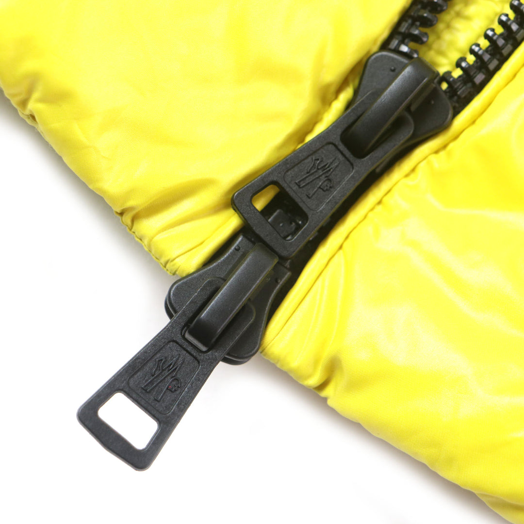 美品▼MONCLER モンクレール 21-22AW ASPIN アスピン フード・ワッペン付き ダブルジップ ダウンジャケット イエロー 2 正規品 メンズ