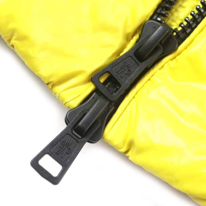 美品▼MONCLER モンクレール 21-22AW ASPIN アスピン フード・ワッペン付き ダブルジップ ダウンジャケット イエロー 2 正規品 メンズ