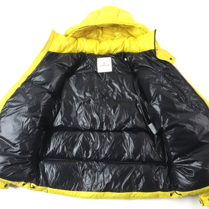 美品▼MONCLER モンクレール 21-22AW ASPIN アスピン フード・ワッペン付き ダブルジップ ダウンジャケット イエロー 2 正規品 メンズ