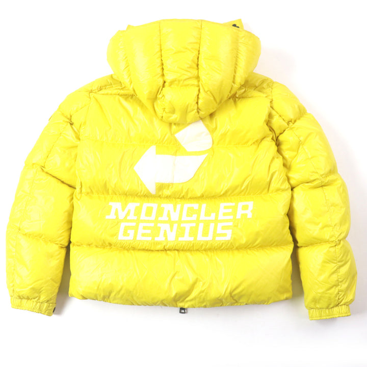 美品▼MONCLER モンクレール 21-22AW ASPIN アスピン フード・ワッペン付き ダブルジップ ダウンジャケット イエロー 2 正規品 メンズ