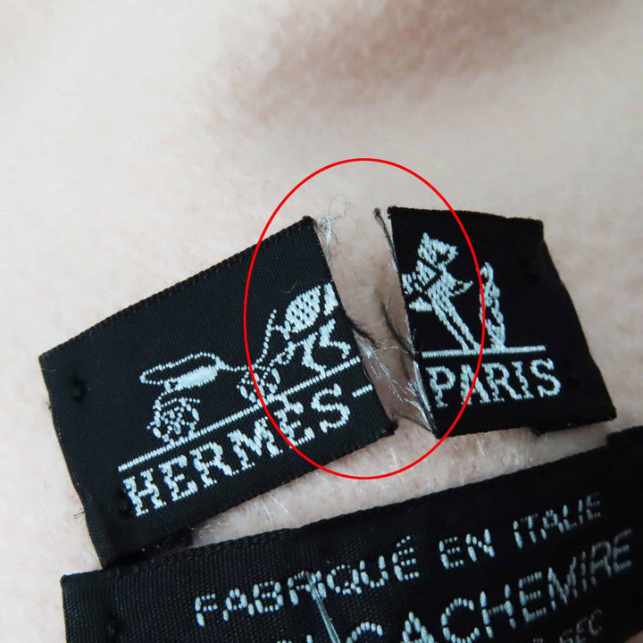 良品◎HERMES エルメス カシミヤ100％ ロゴ刺繍入り 超大判 ショール フリンジ付き ベビーピンク イタリア製 レディース